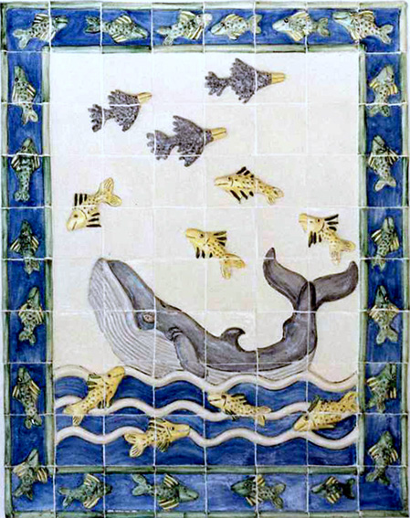 Bahamas whale tile panel