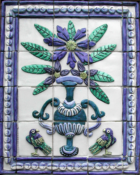 Birds and vase of flowers tiles