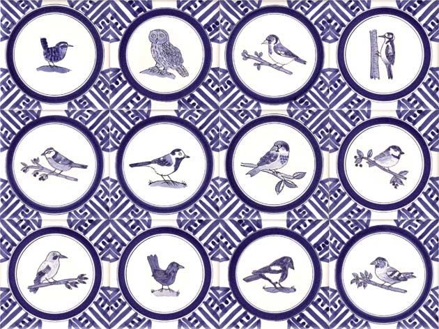 British garden bird tiles
