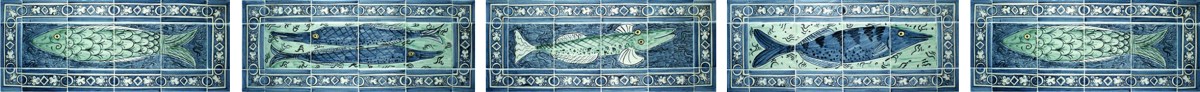 Hand painted fish tiles