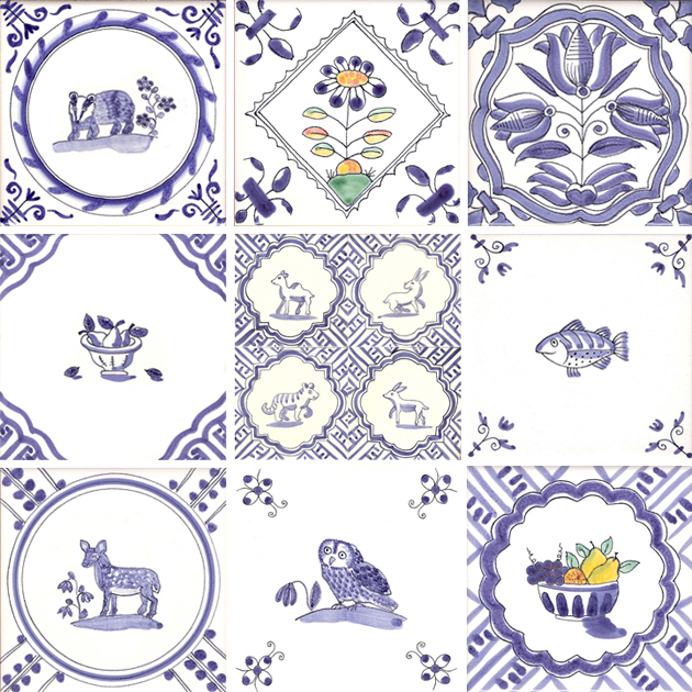 Hand painted Delft tiles