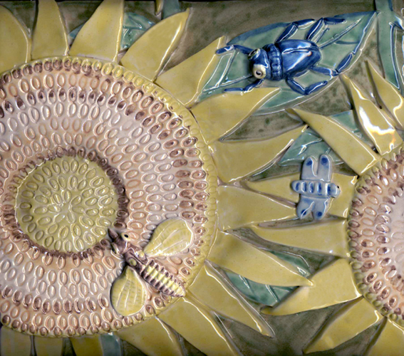 Sunflower tile panel detail