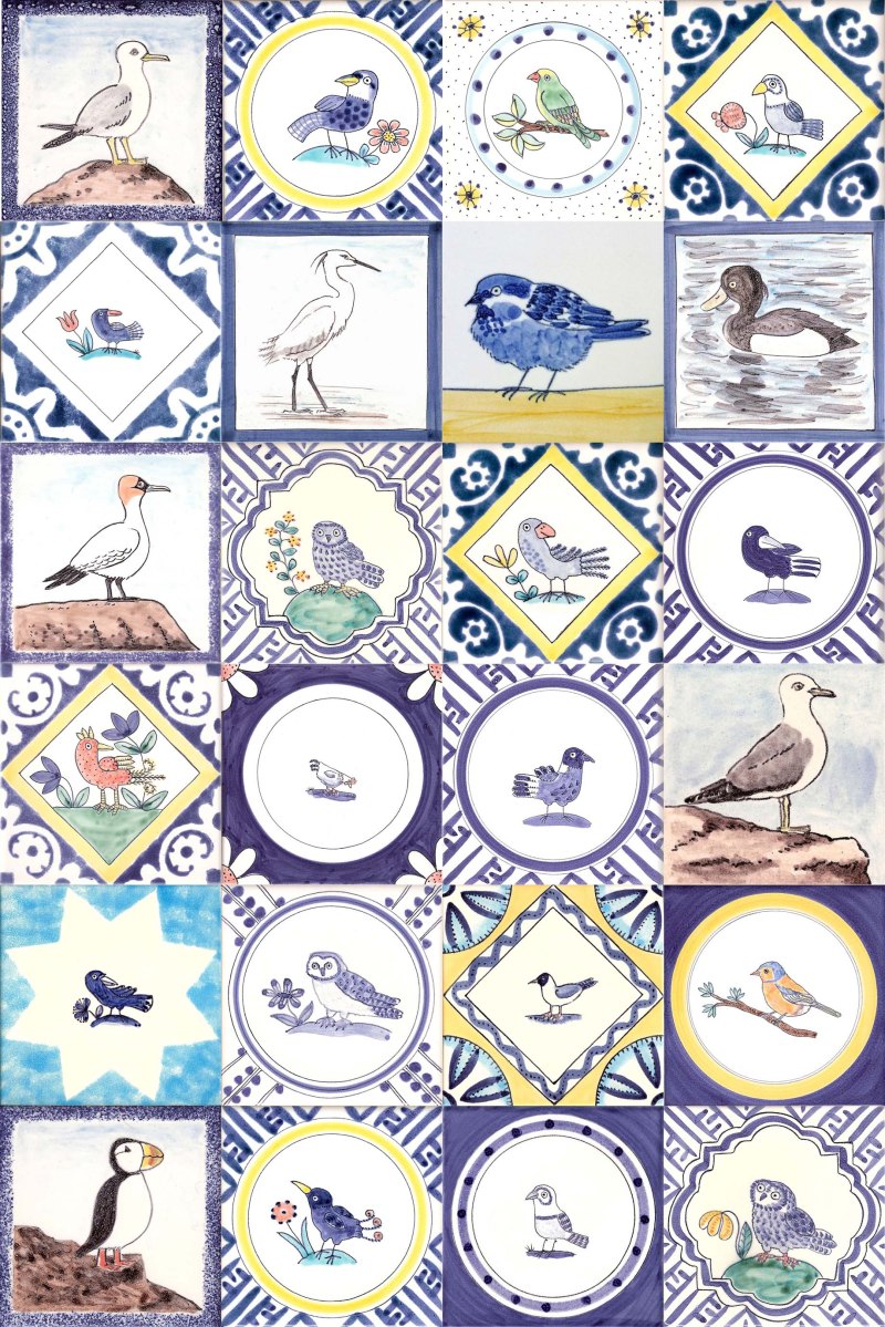Variety of Delft Bird tiles