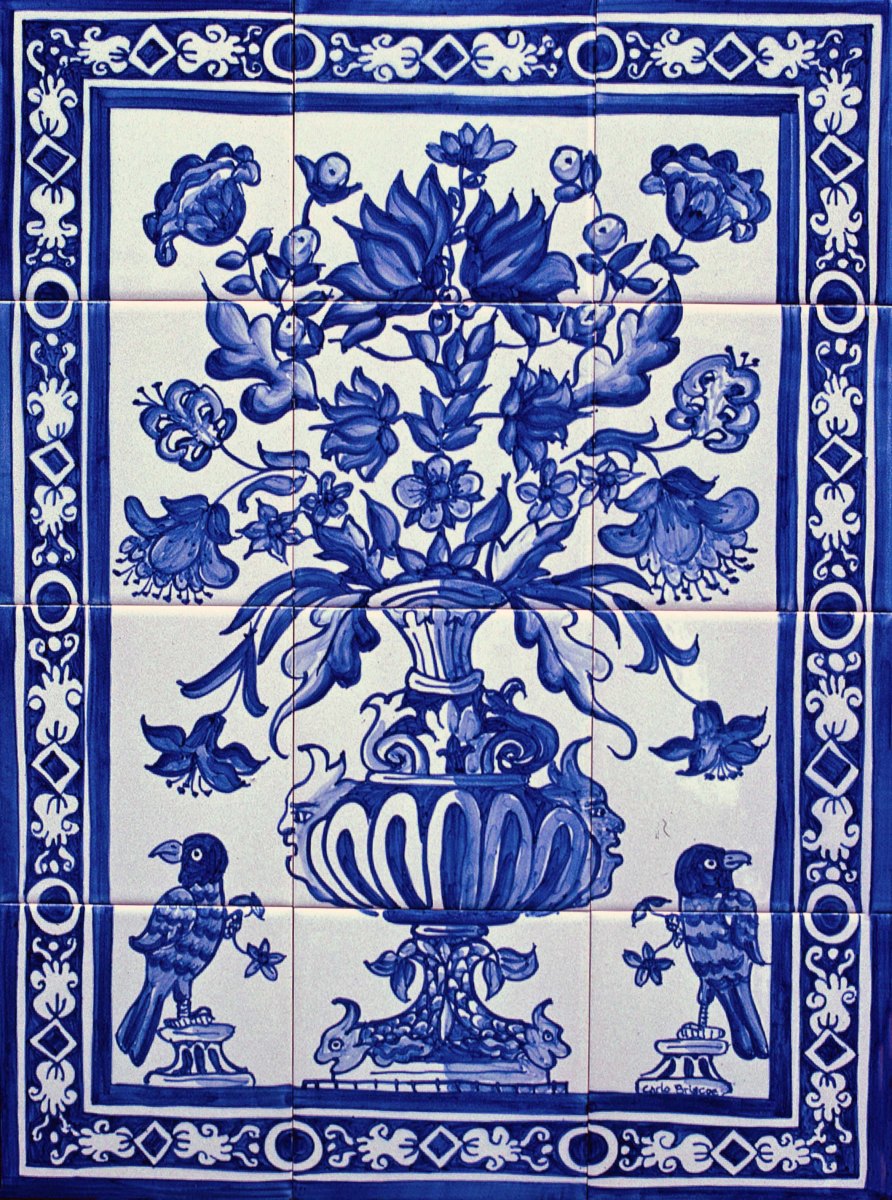 Delft Vase and Birds tile panel 1
