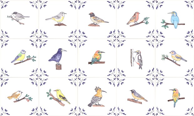 Garden bird tiles