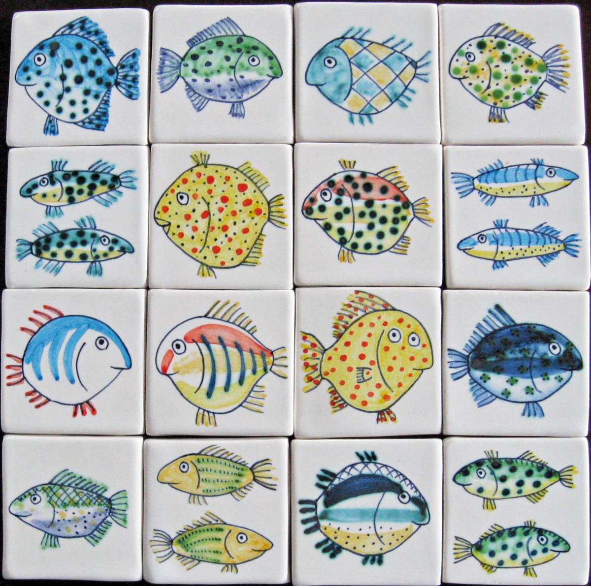 16 fish tiles 5cm