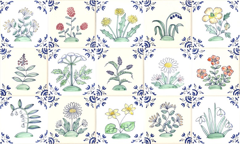 Wild flower tiles