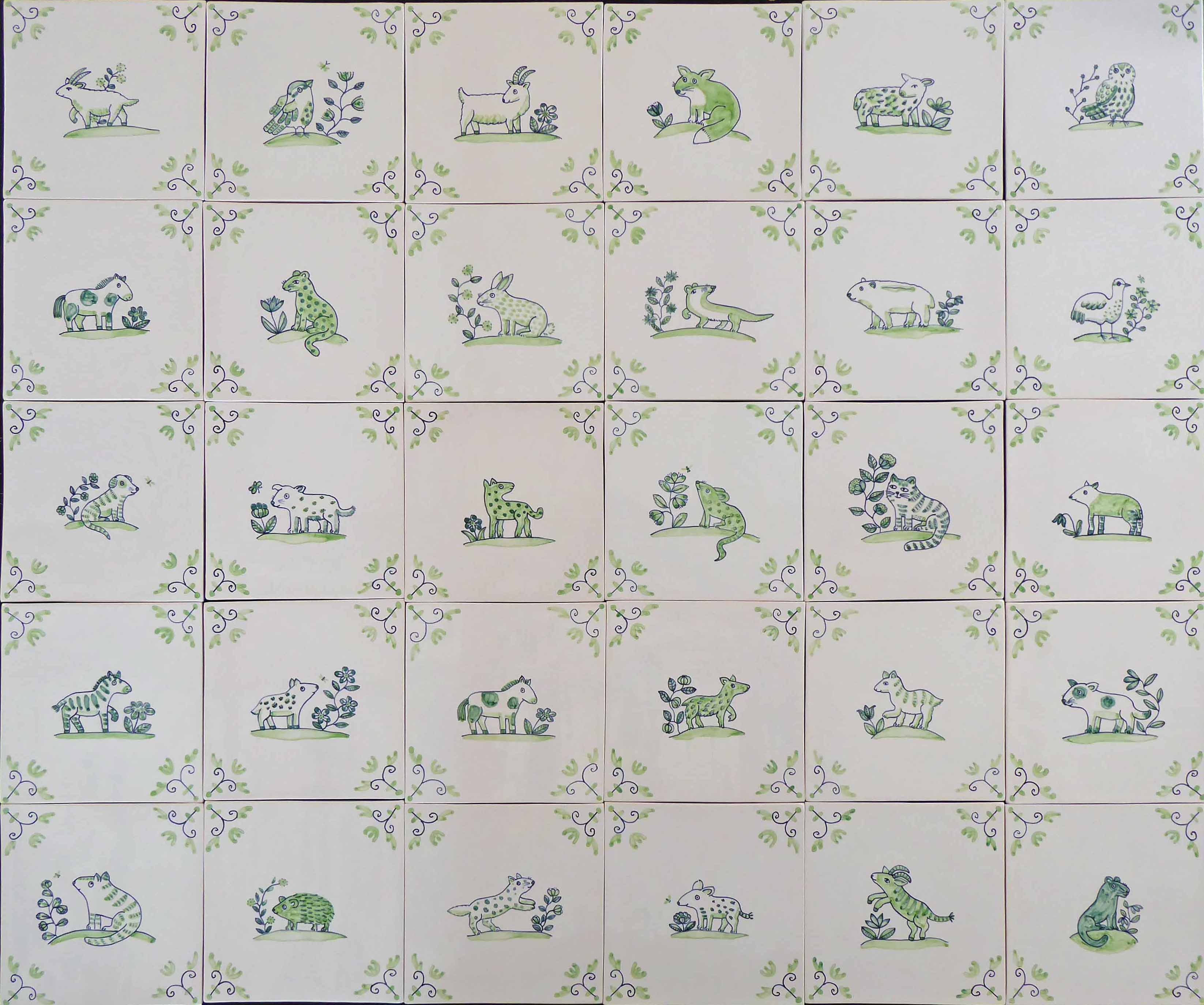 Thirty Delft Animal Tiles