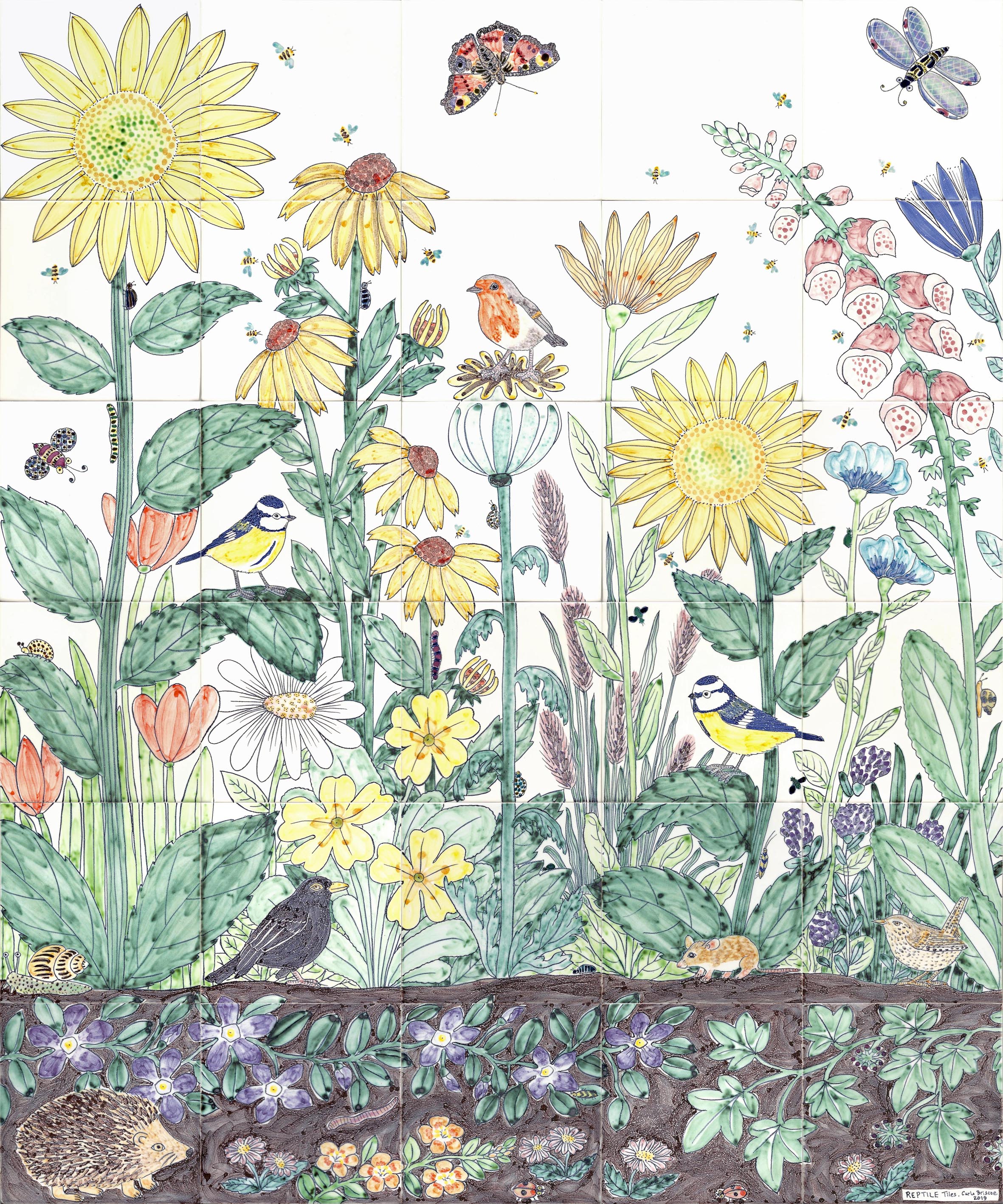 Flower and bird tiles