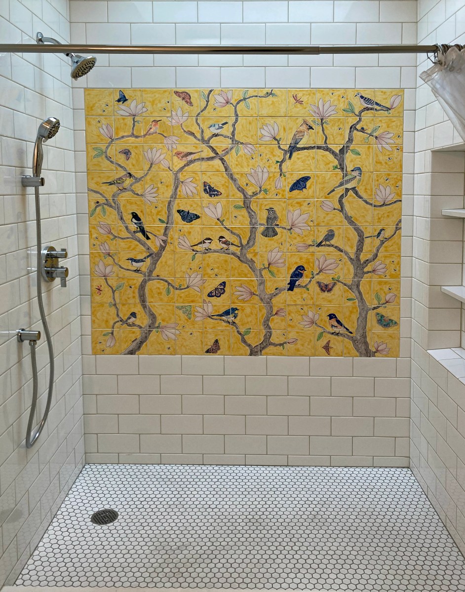 Shower bird tiles