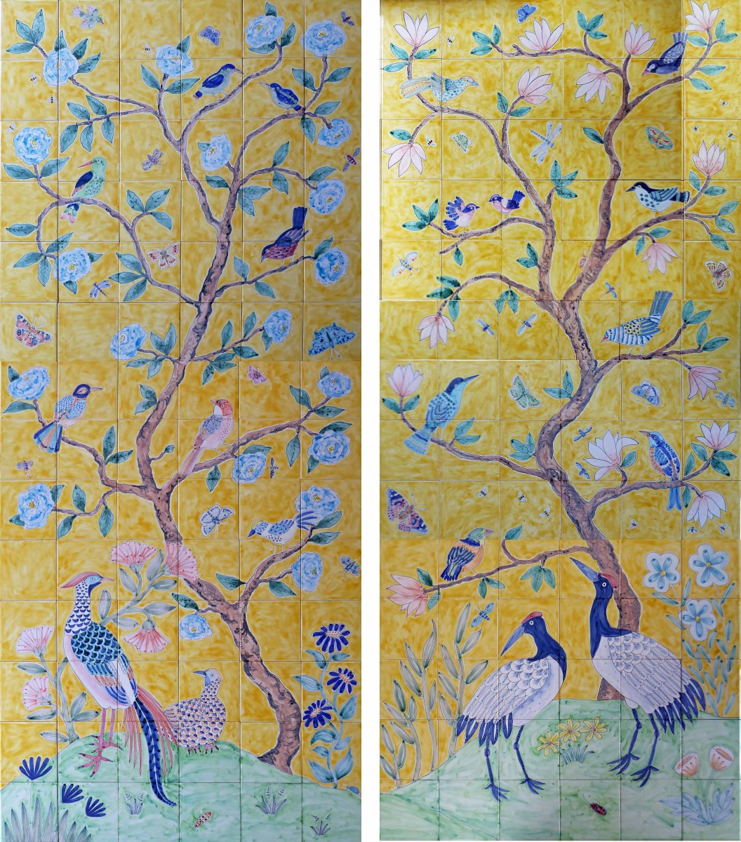 Chinoiserie shower tiles