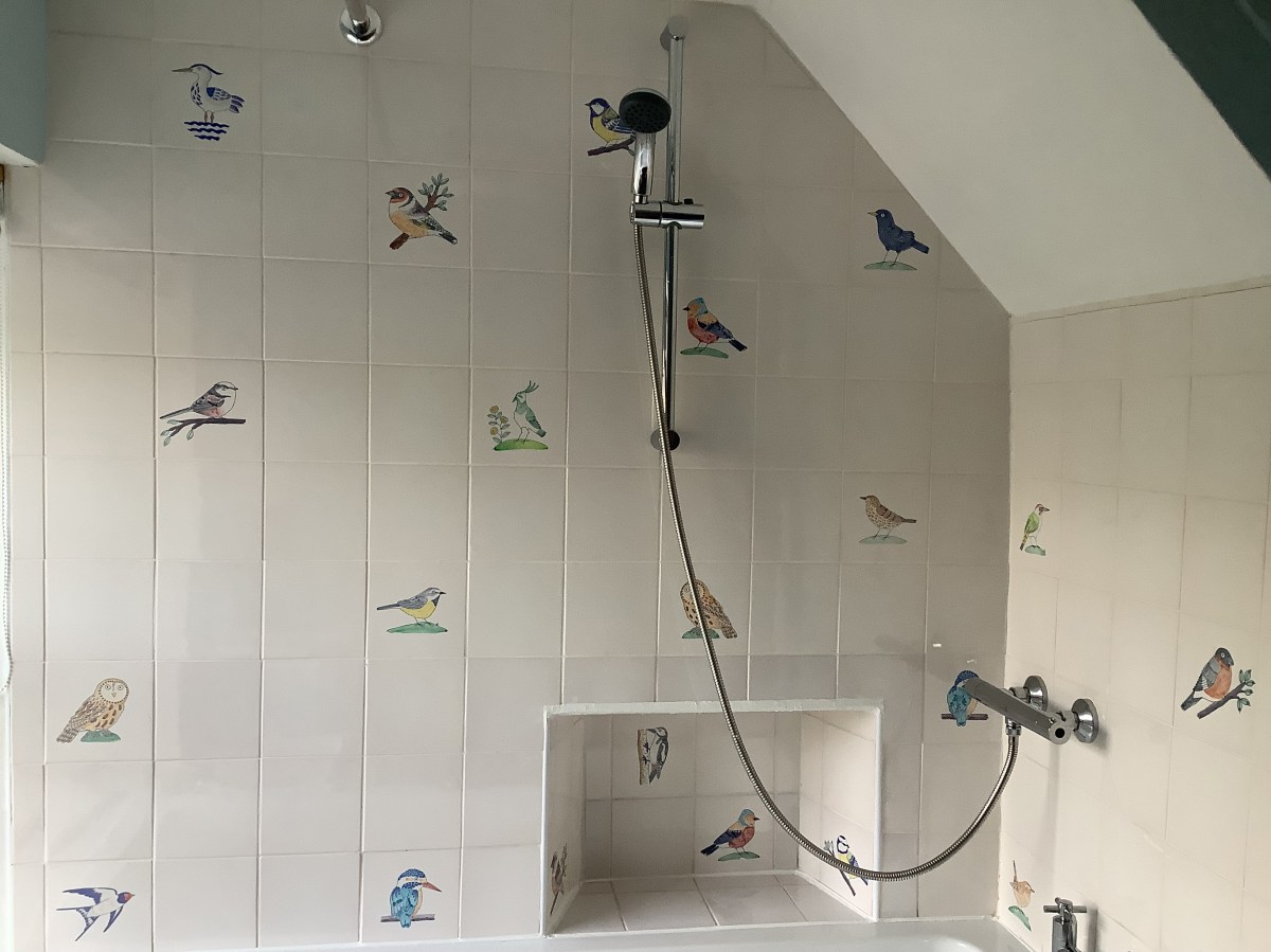 Hand painted bird tiles