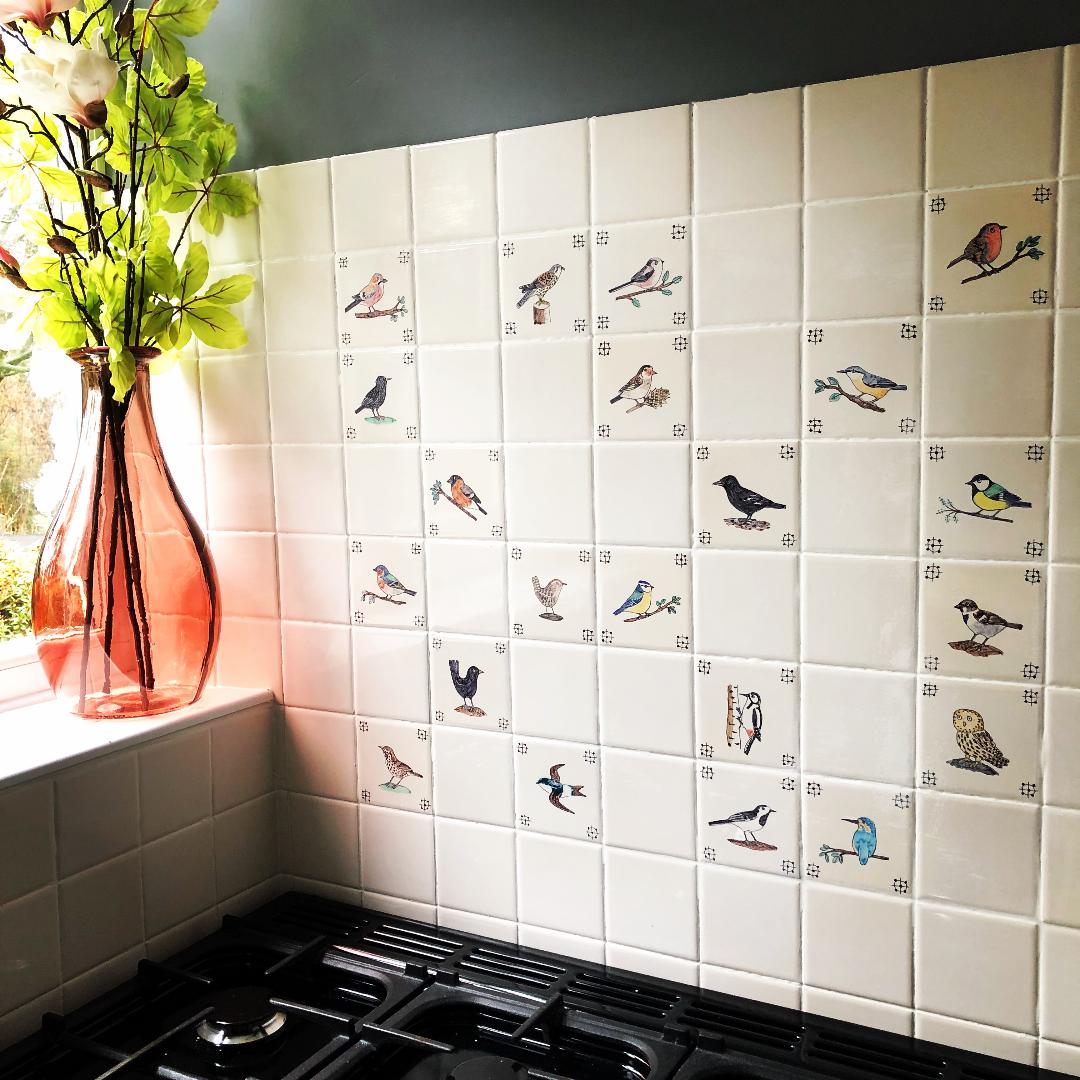 Kitchen bird tiles