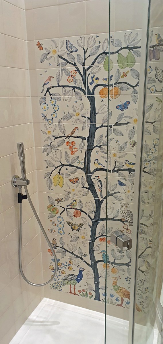bathroom bird tile panel