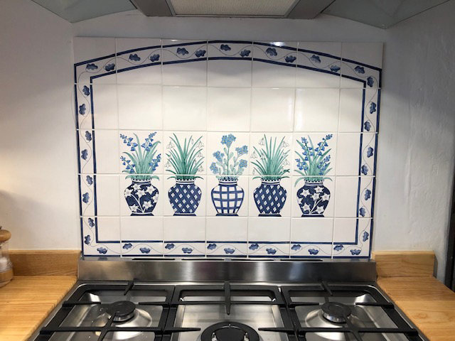 vases of flowers tiles