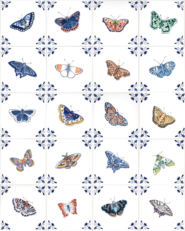 Traditional butterfly tiles